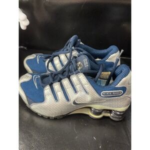 Nike Shox NZ Navy Blue Metallic Silver Running Shoes 306586-401 Womens 6.5